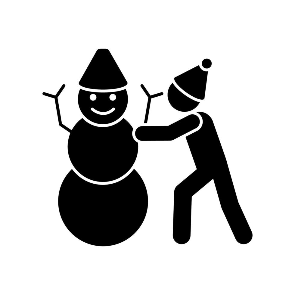 Man makes a snowman vector icon