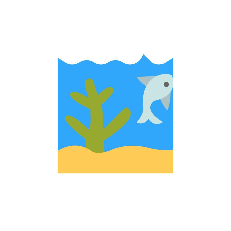 Coral, fish, ocean vector icon