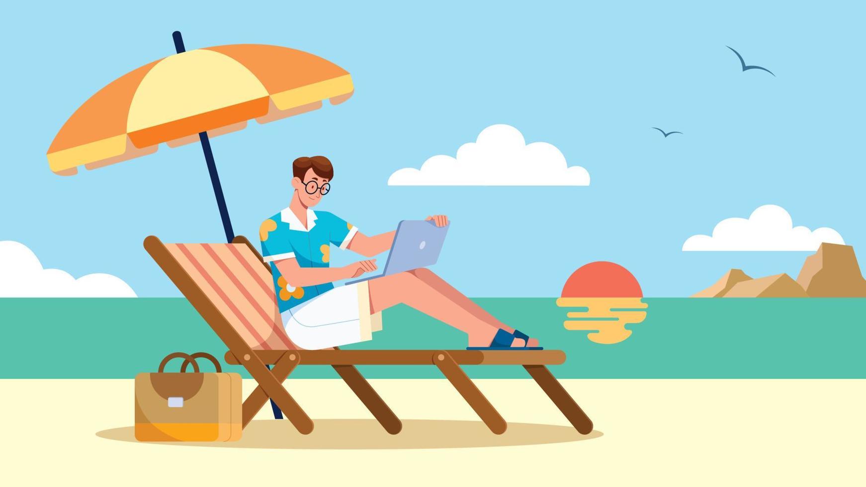 Freelancer on Beach vector
