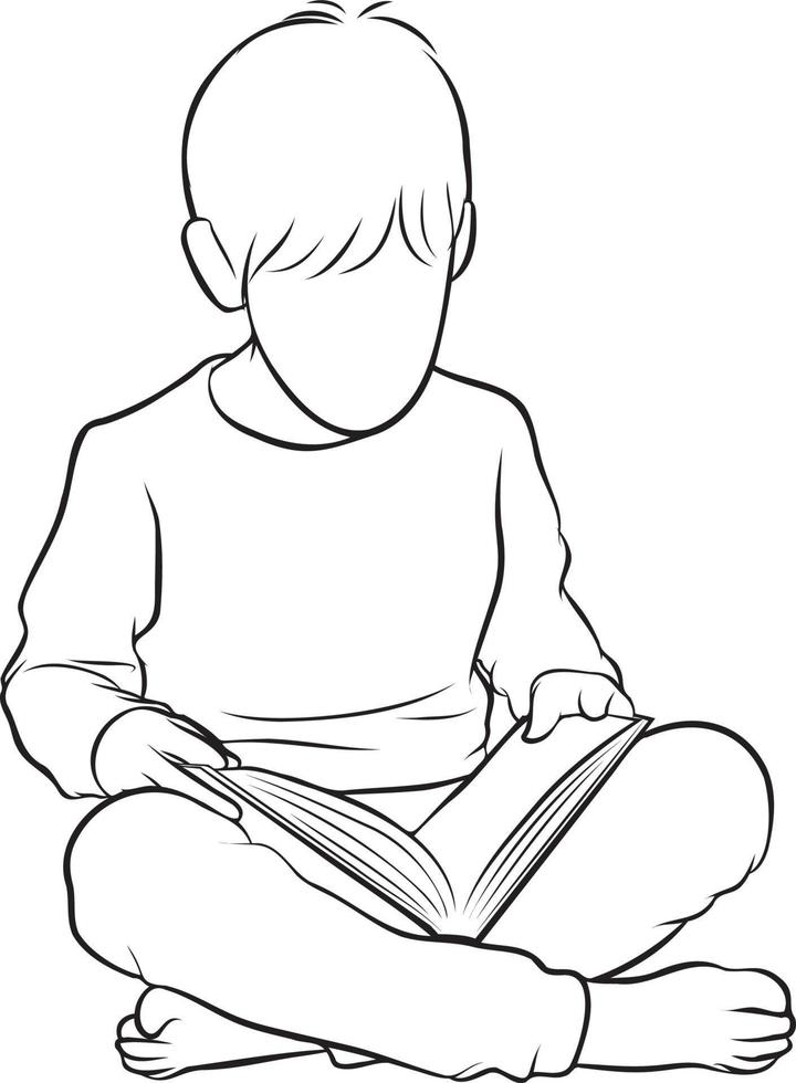 Student Reading Book and Learning. vector