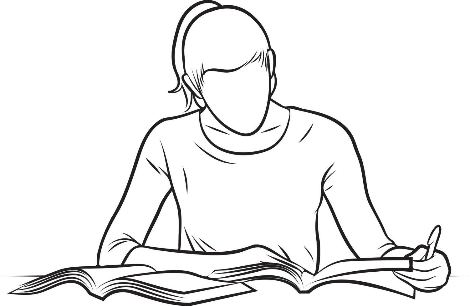 College Student Line Drawing. vector