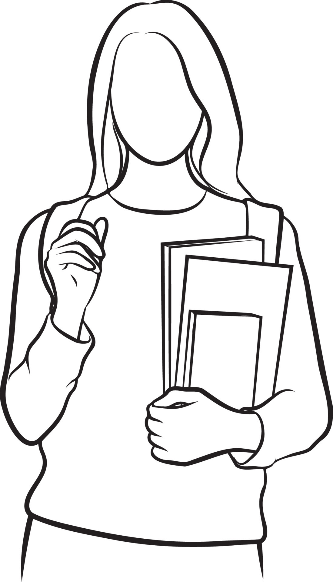 Student Reading Clipart Black And White