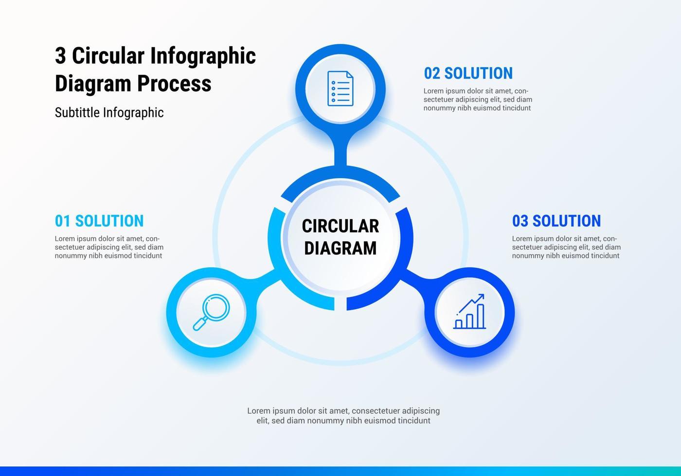 3 circular infografía diagrama proceso vector