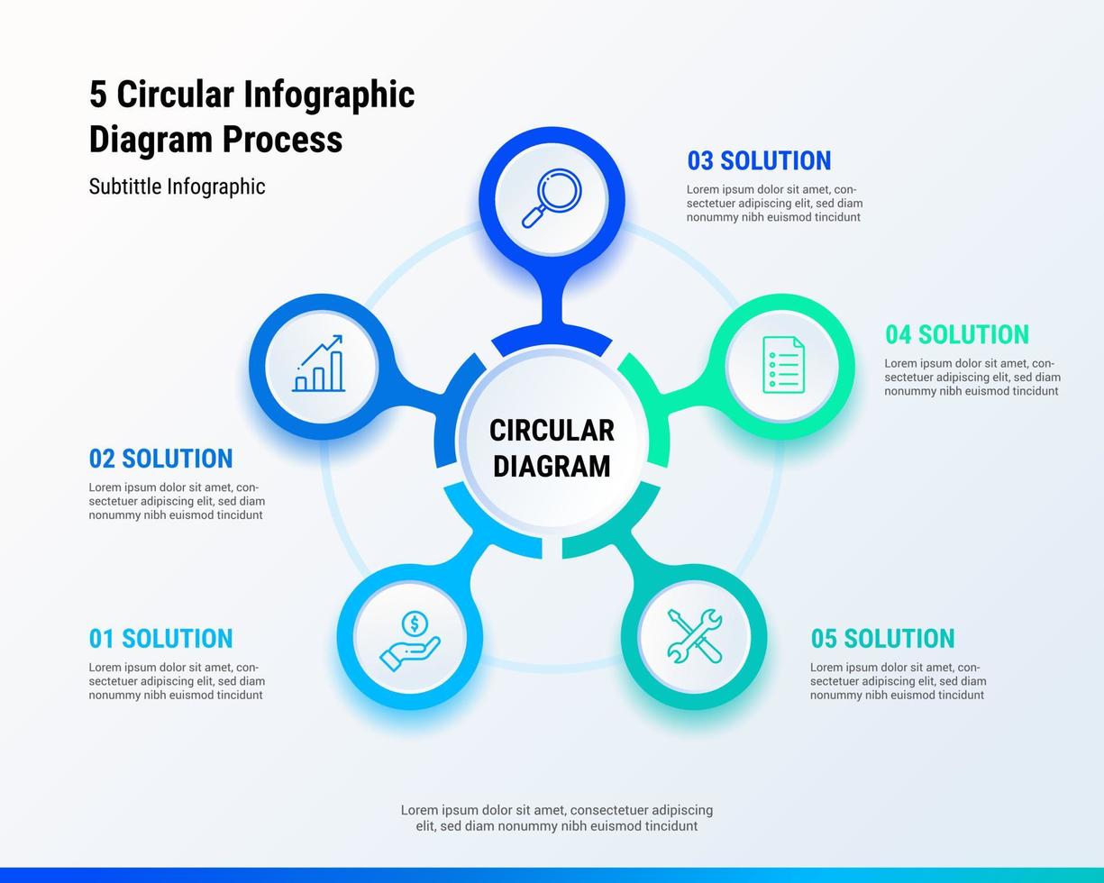 5 5 circular infografía diagrama proceso vector