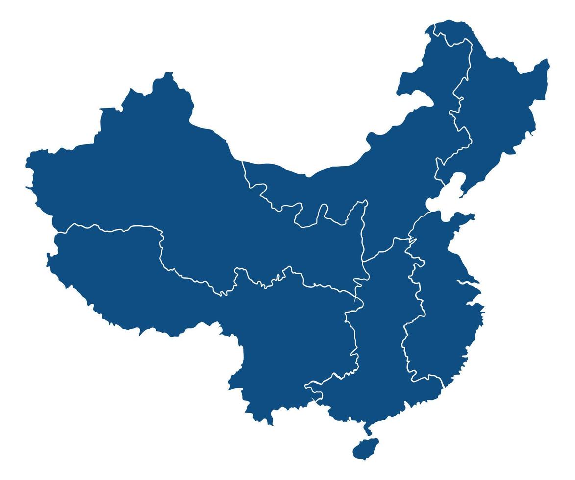 China mapa con seis administrativo regiones vector