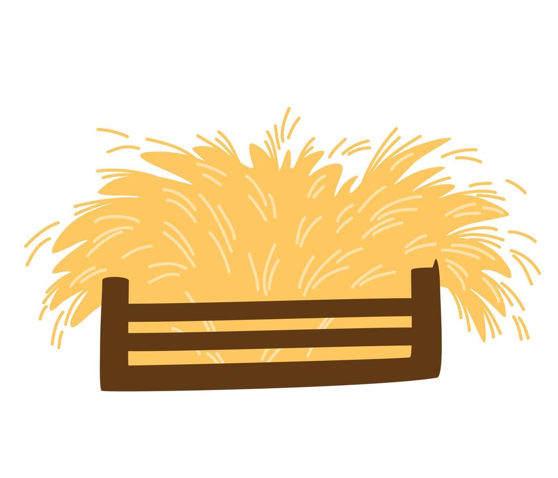 Haystack. Dry grass, farm fodder bundles. Bale of hay Dried haystack, fodder straw and farm haystacks vector cartoon illustration isolated on the white background.