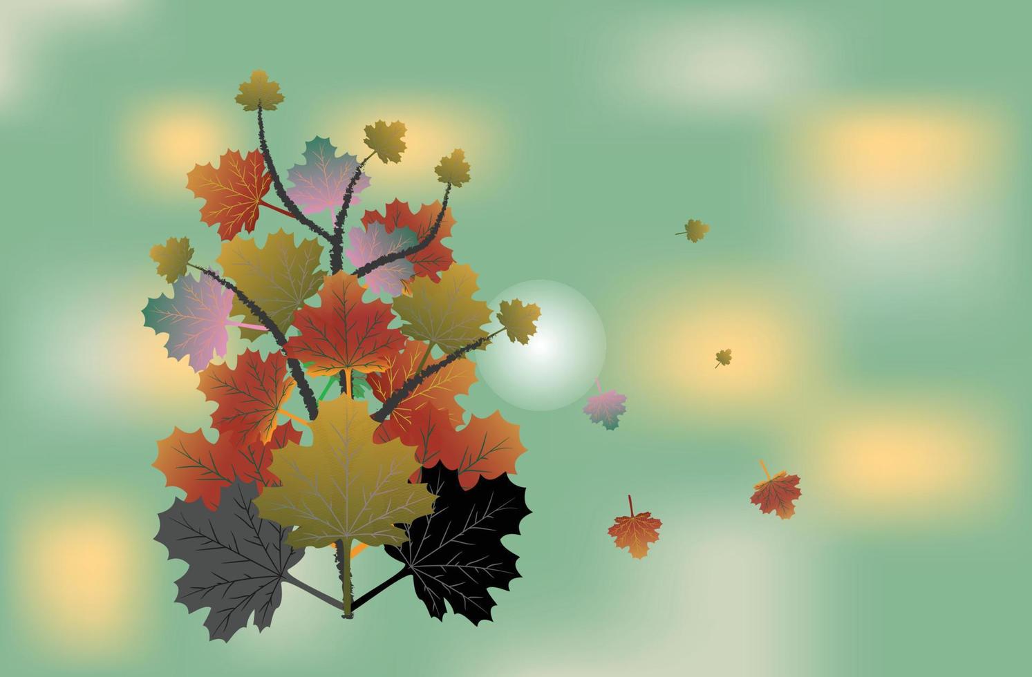 Colorful vintage maple leaves on bright background. vector