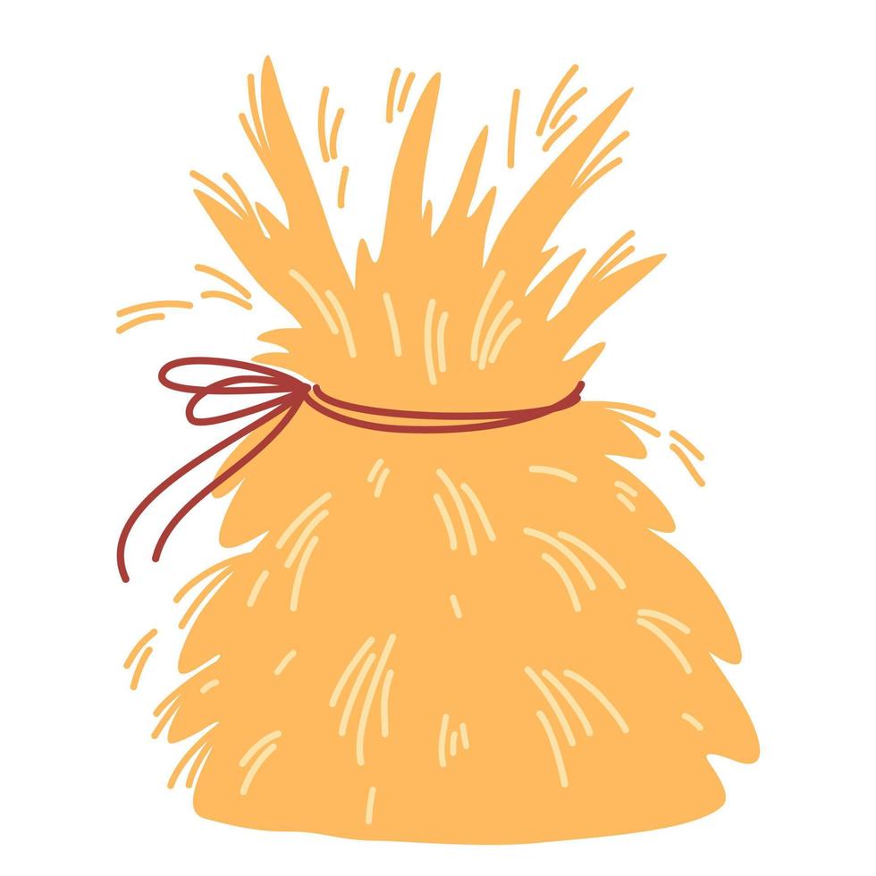 Haystack. Dry grass, farm fodder bundles. Bale of hay Dried haystack, fodder straw and farm haystacks vector cartoon illustration isolated on the white background.