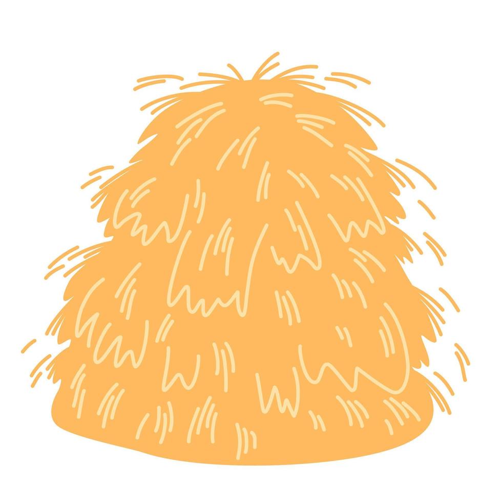 Haystack. Dry grass, farm fodder bundles. Bale of hay Dried haystack, fodder straw and farm haystacks vector cartoon illustration isolated on the white background.