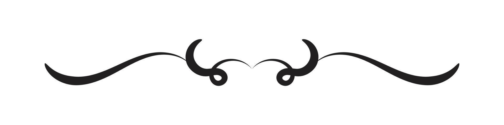 simple ornamental filigree flourish and thin divider. Classical vintage element, vector illustration