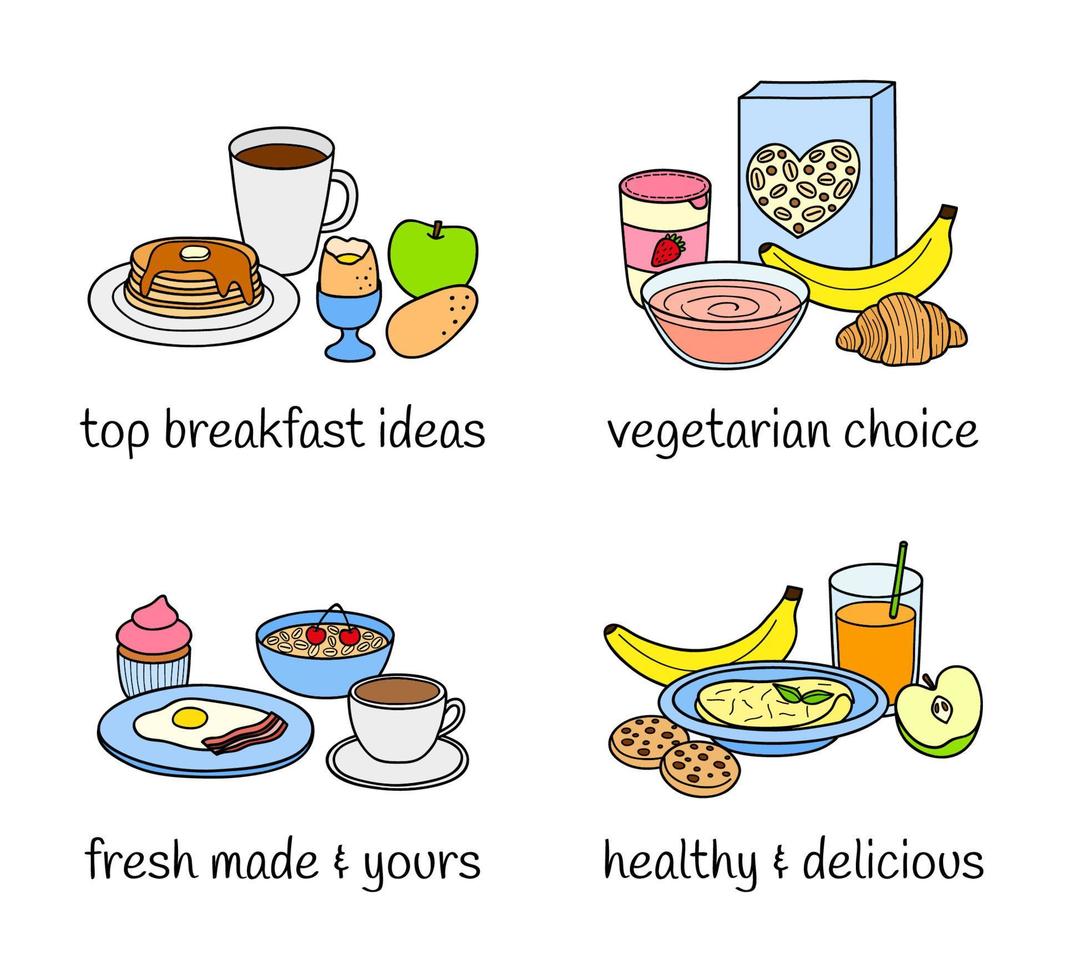 diferentes variaciones de desayuno. vector