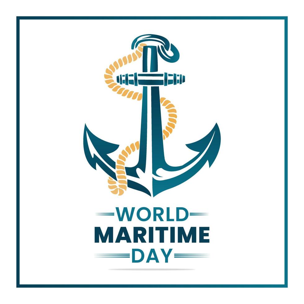 Vector illustration of ship's anchor on a white background, as a banner or template for world maritime day.