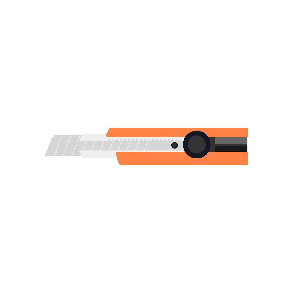 Boxcutter flat design vector illustration. Blade stationery knife