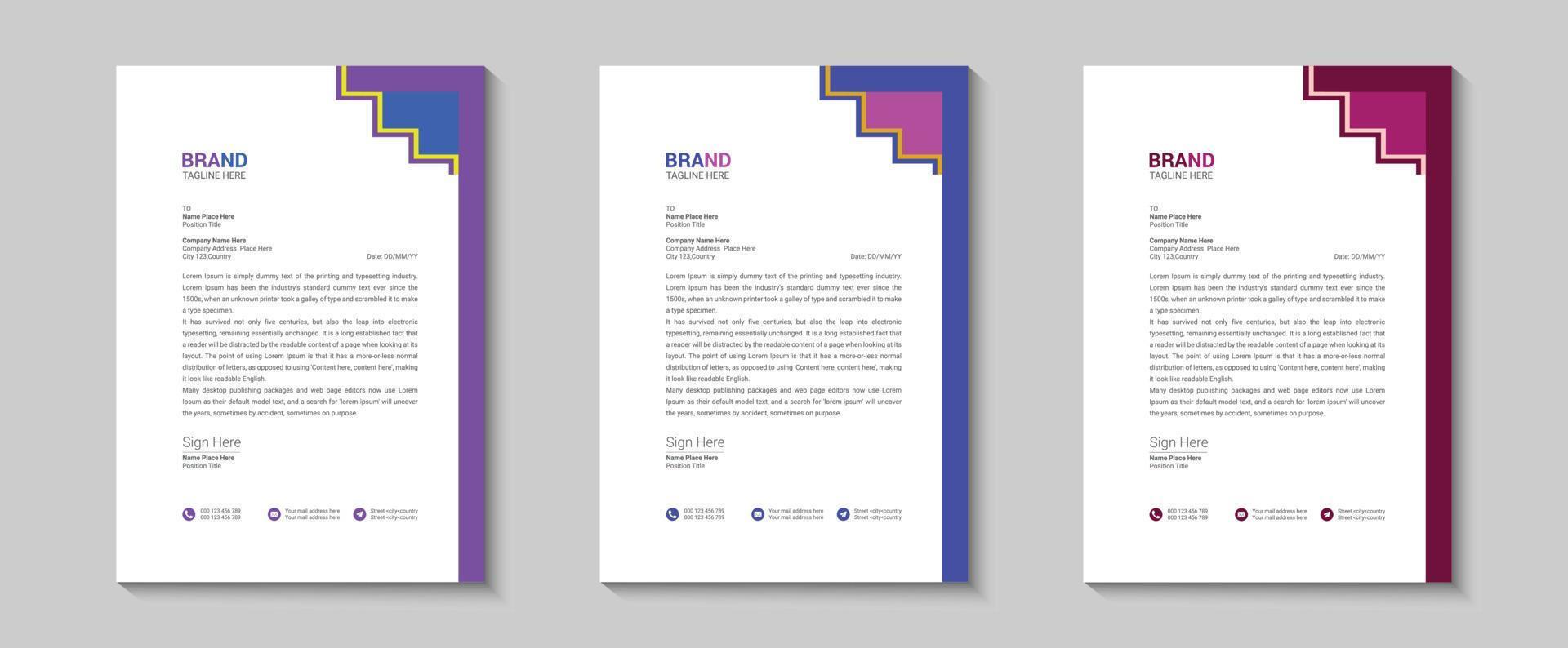 Vector modern and clean style business letterhead design