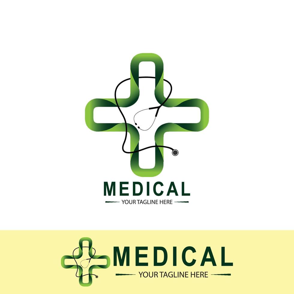 médico centrar logo diseño plantilla, salud cuidado logo diseño. vector