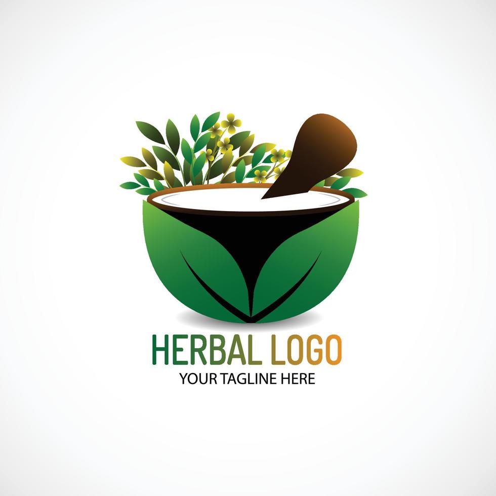 Herbal medicine logo template design, Herbal logo design vector. vector