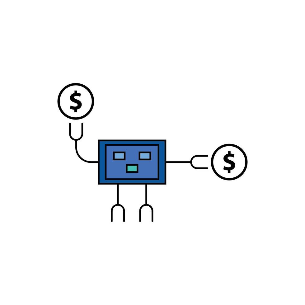 dinero retirada robot logo vector icono.