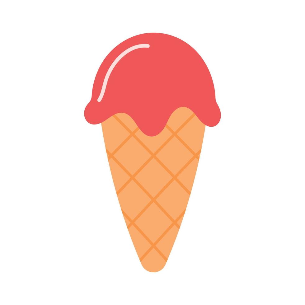 Hand drawn Pink Ice Cream Vector for Summer Doodle Isolated on White Background