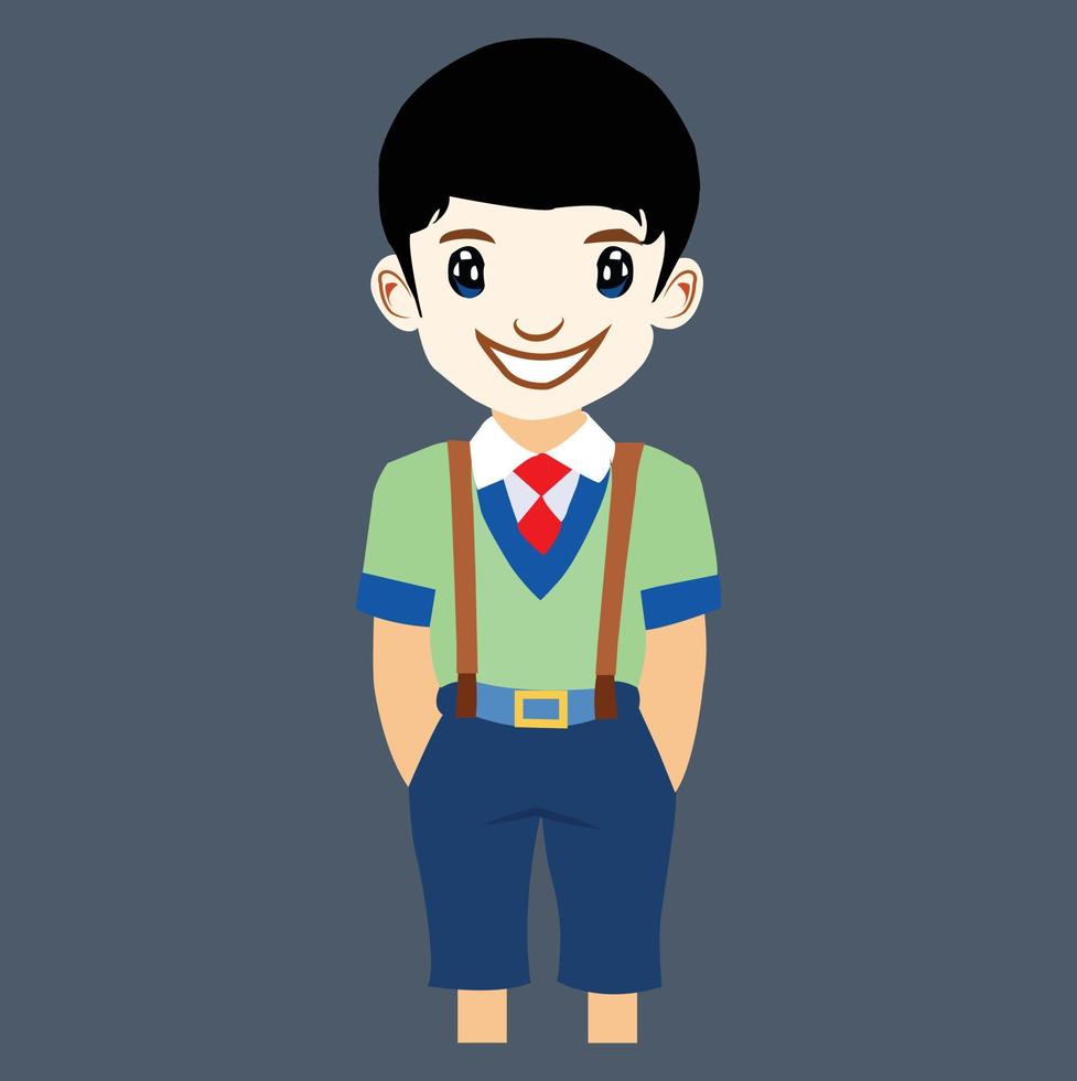 un linda y hermosa colegio chico avatar vector