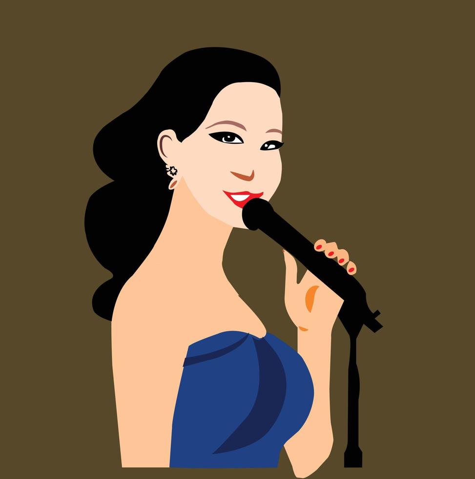 un hermosa canto mujer avatar vector