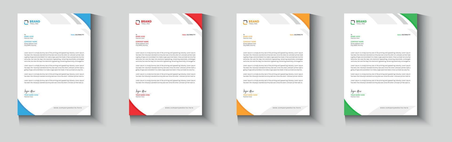 Creative Letterhead, Corporate Letterhead, Modern Letterhead, Business Letterhead Template Design With Various Colors For Project. vector