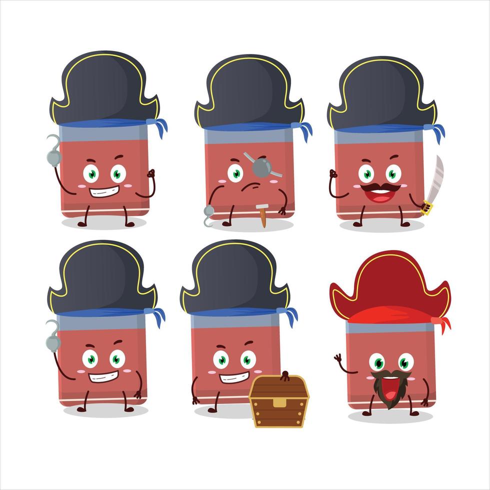 dibujos animados personaje de borrador con varios piratas emoticones vector