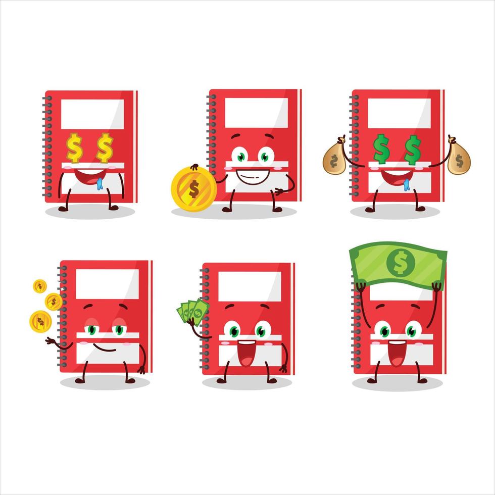 Red study book cartoon character with love cute emoticon vector