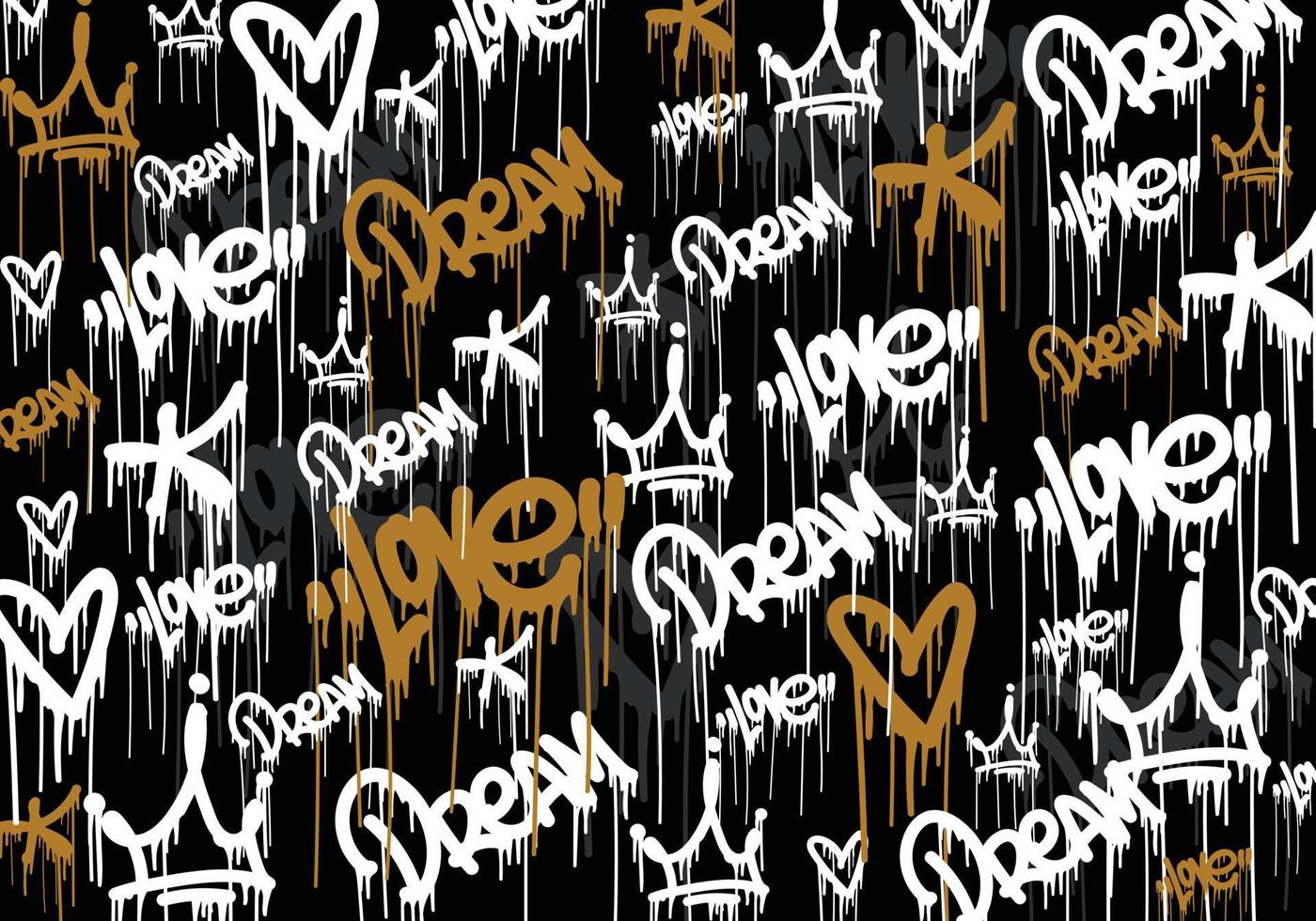 Seamless graffiti art illustration pattern. Graffiti background with throw-up and tagging hand-drawn style. Street art graffiti urban theme for prints, banners, and textiles in vector format.