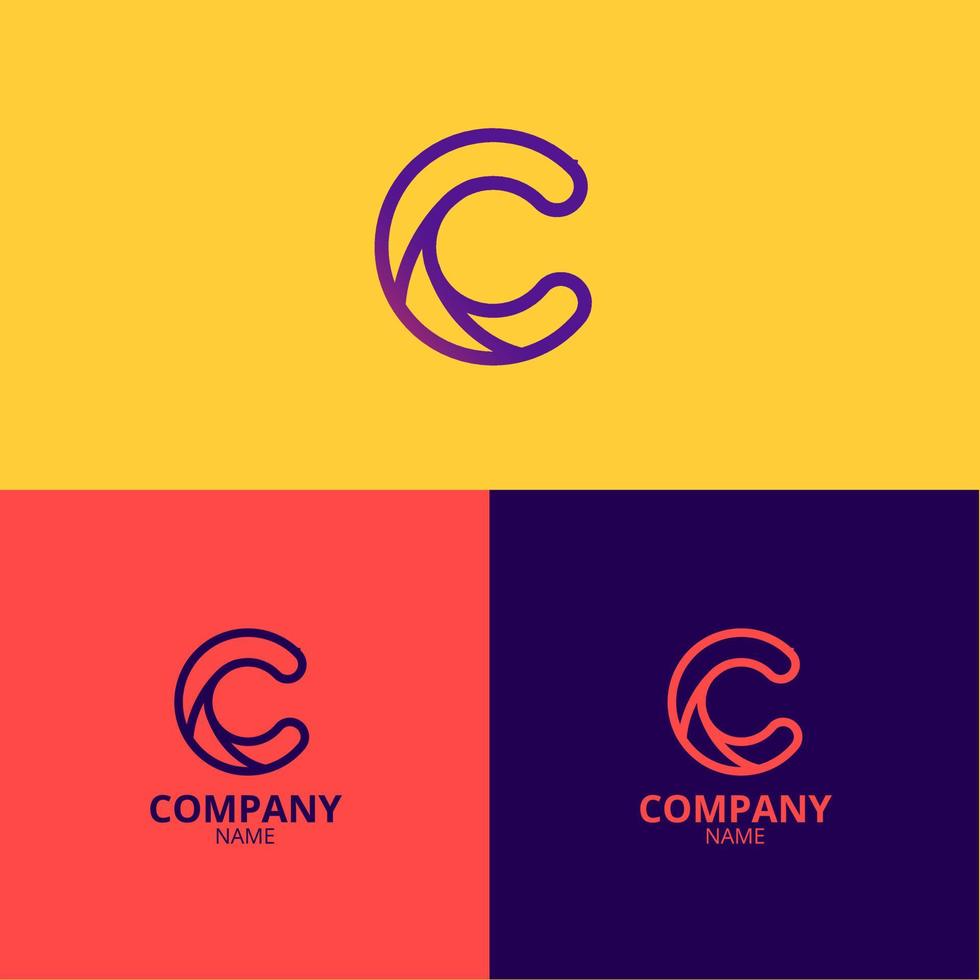 el C letra logo modelo con un elegante y profesional púrpura y rosado degradado color mezcla tema es Perfecto para tu empresa identidad vector