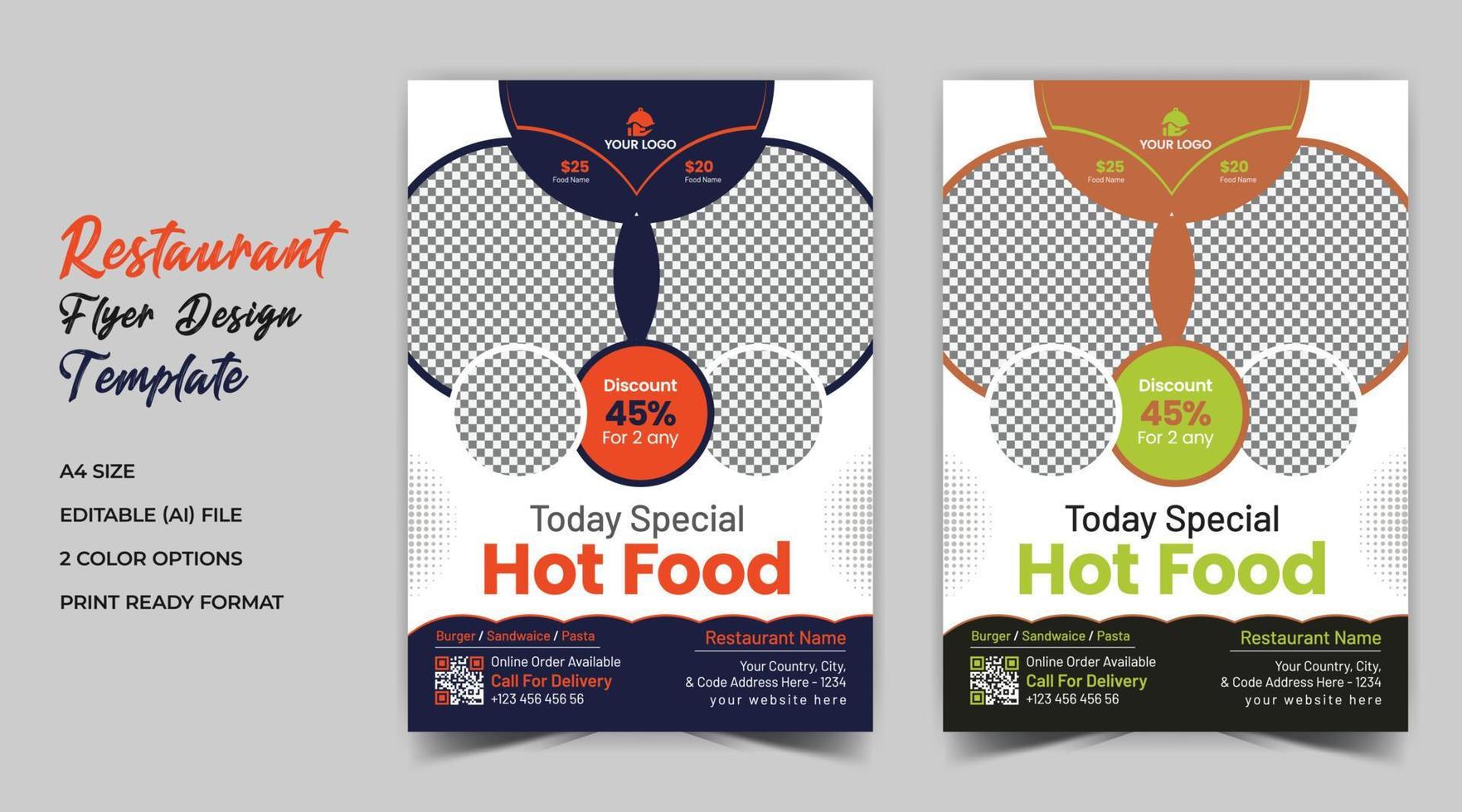 Restaurant flyer print template design vector