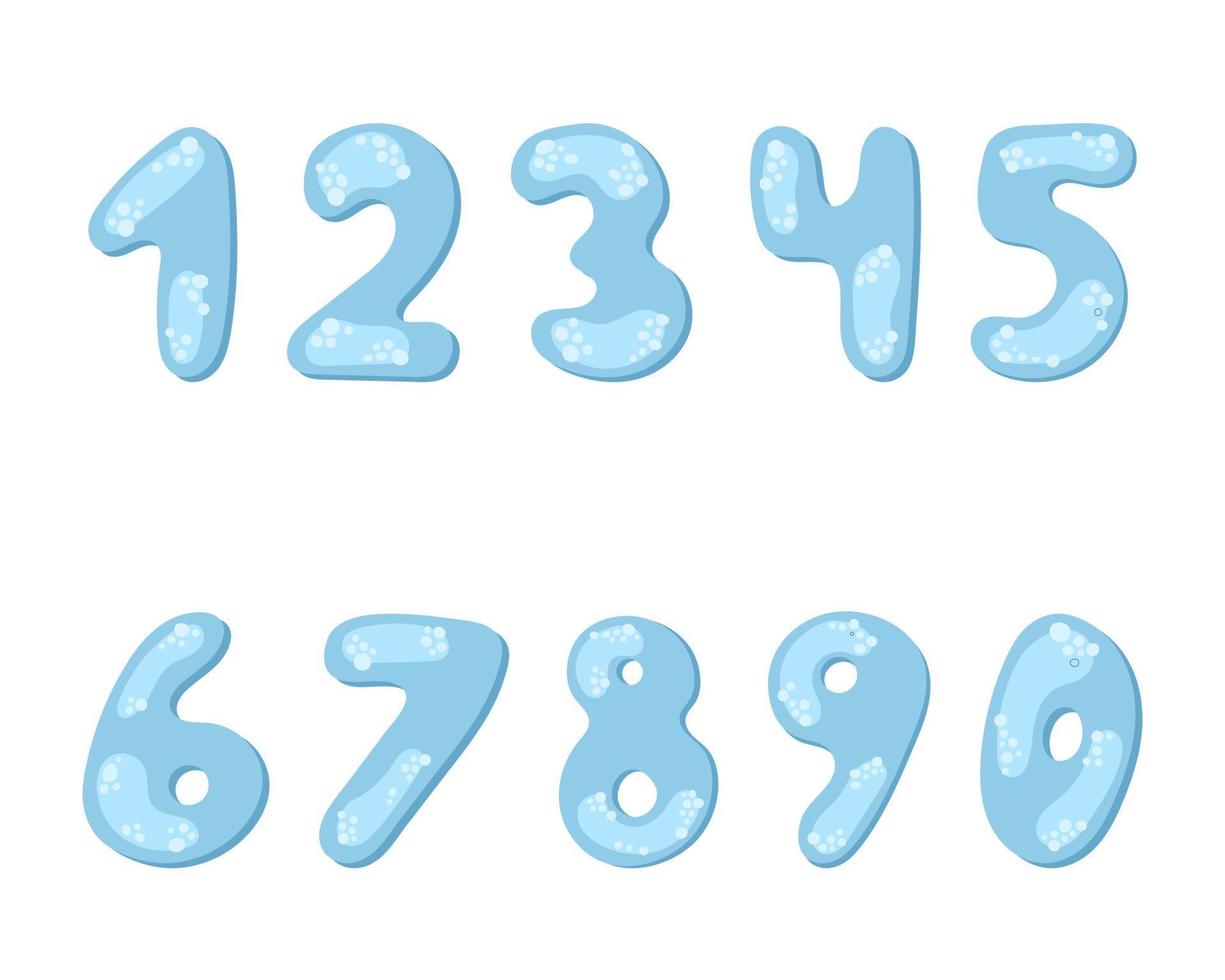 A set of numbers from 0 to 9. Bubble text. Vector illustration on a white background.
