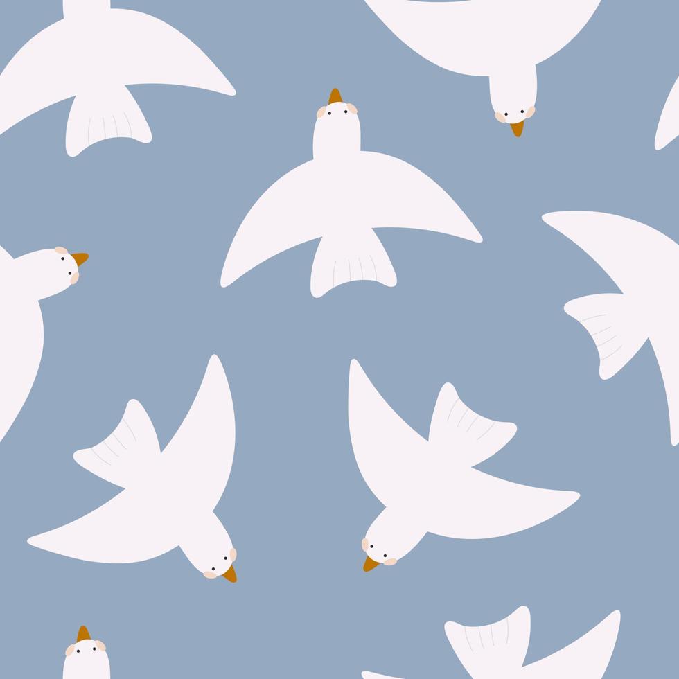 seamless pattern with cartoon gull, decor elements. colorful vector, flat style. design for fabric, textile, print, wrapper. vector