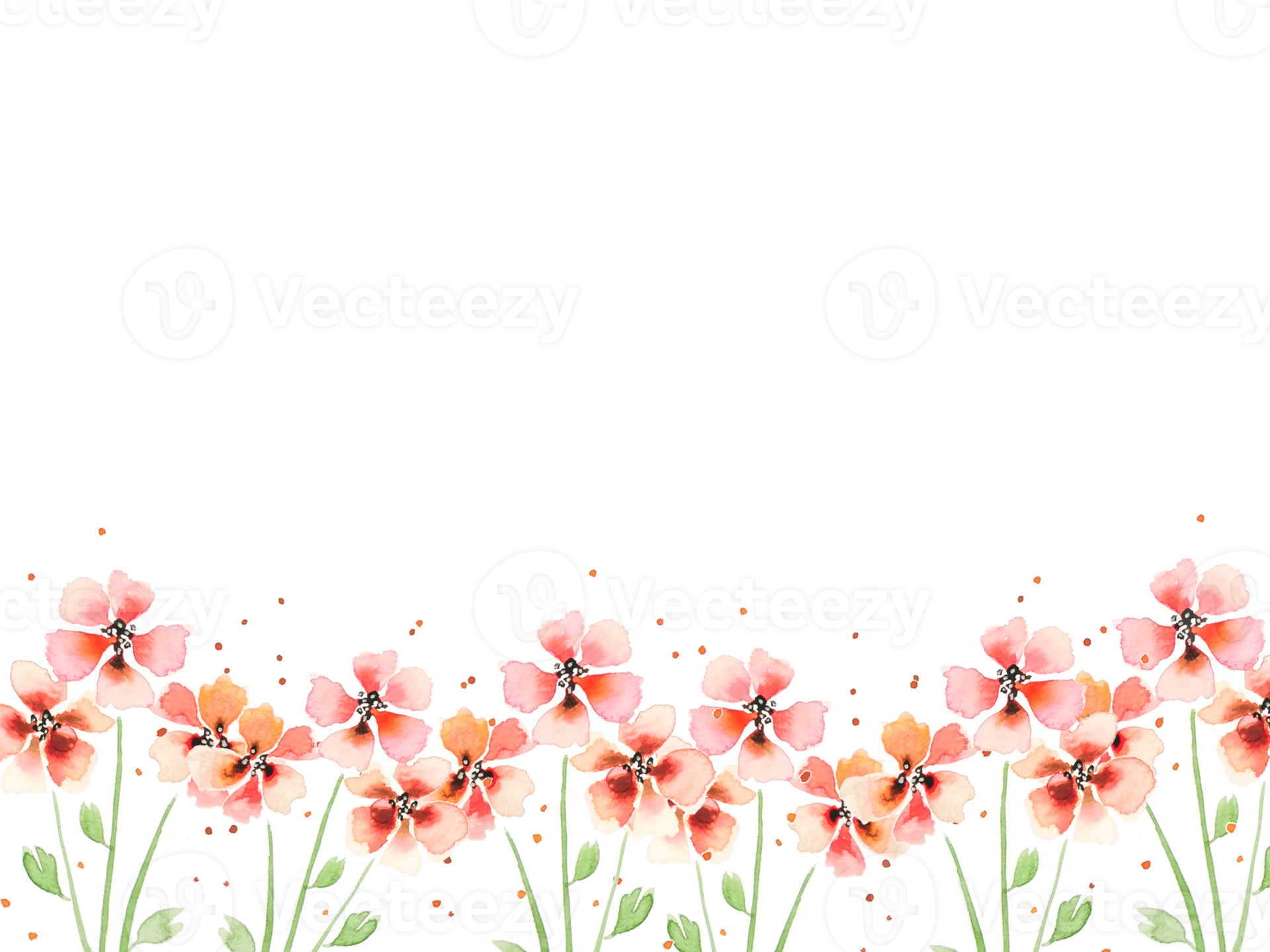 Watercolor red and yellow flower background flower border 22587335 png