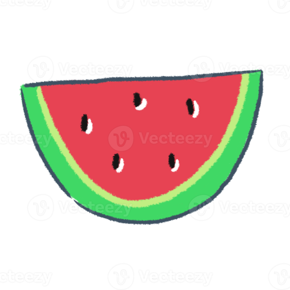 Sliced Watermelon Hand Drawing Clipart png