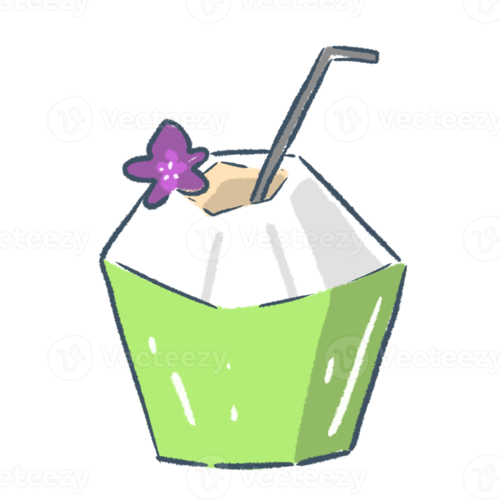 Young Coconut Juice Hand Drawing Clipart png
