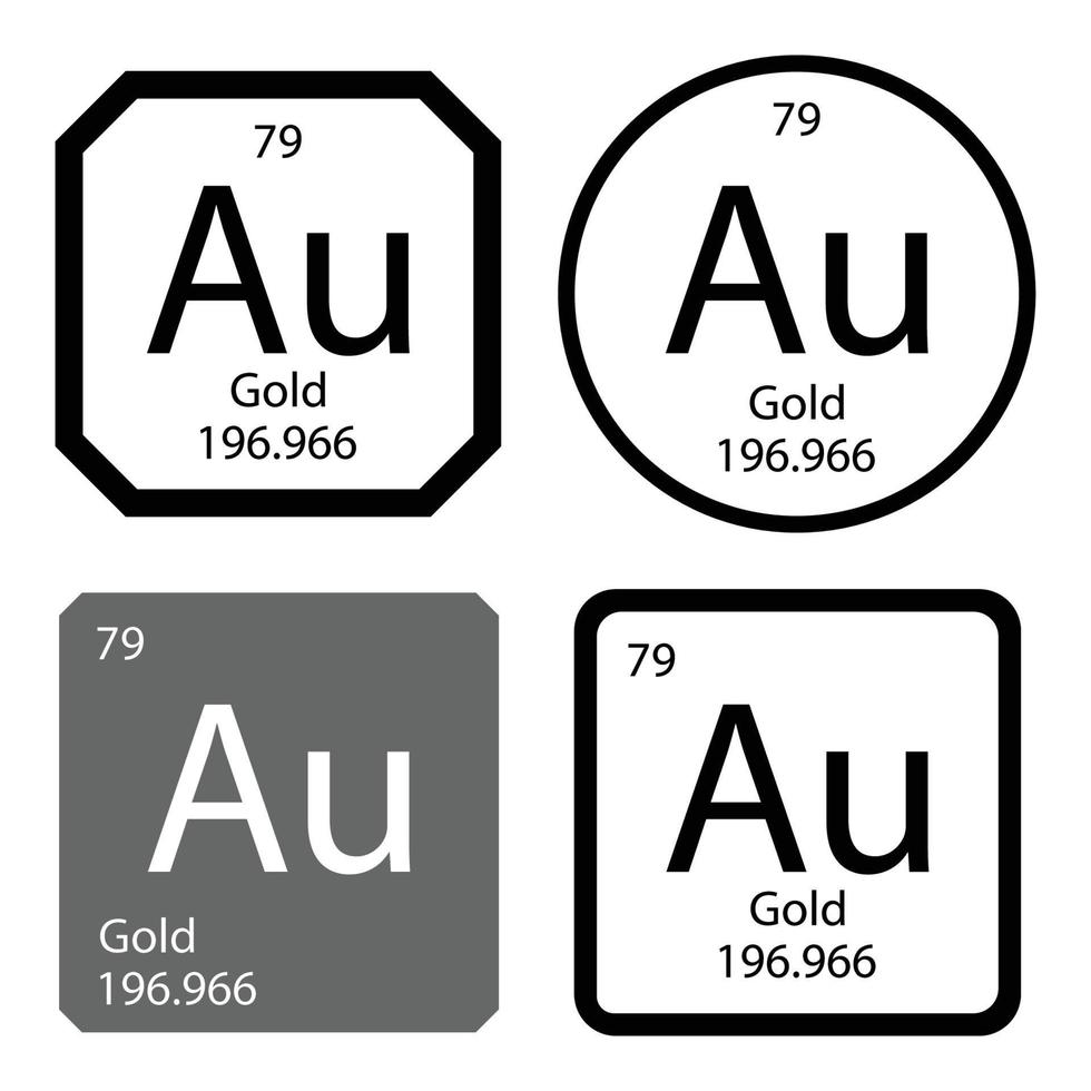 periódico mesa elemento químico símbolo aurum molécula química vector átomo icono