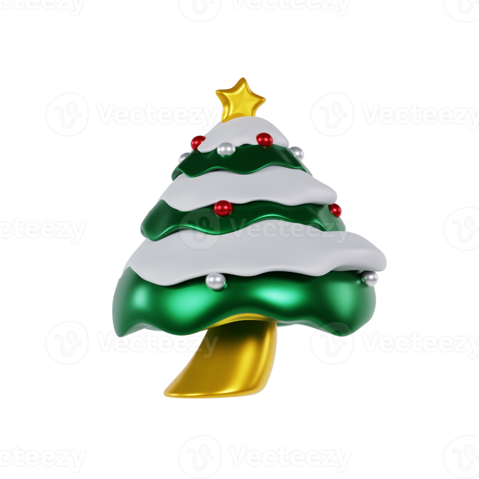 3d illustration of christmas snow tree decoration png