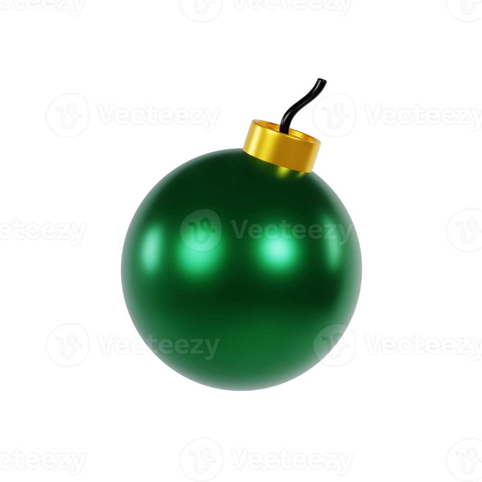 3d illustration of christmas green ball decoration png