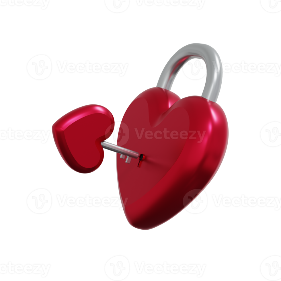 3d illustration of love lock png