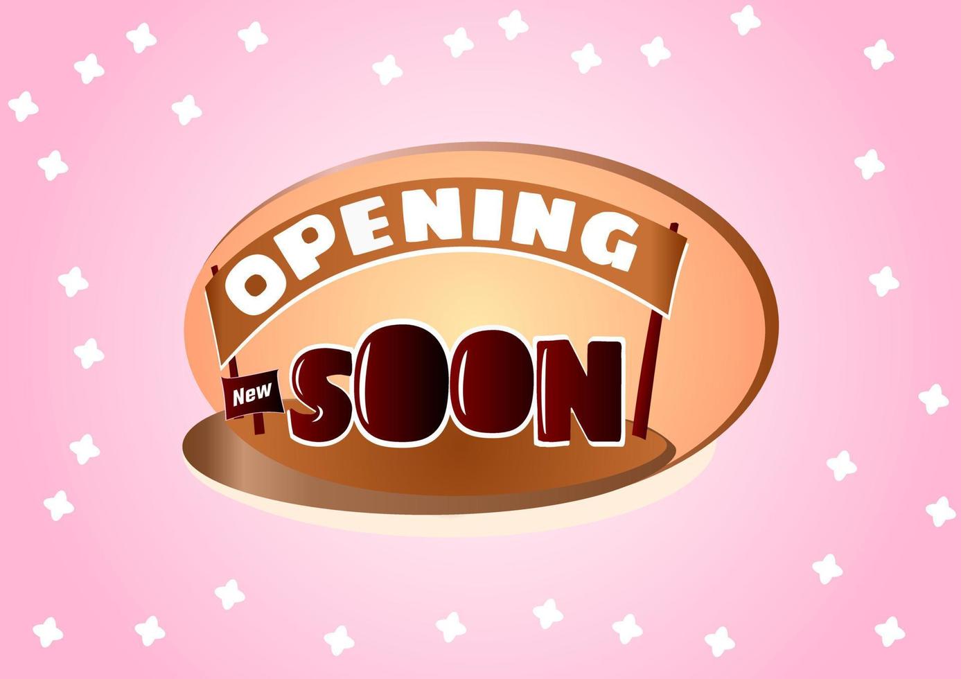 Opening soon sale banner. Grand opening background template with brown and pink vector