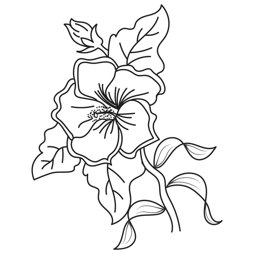 conjunto de diferentes flor línea en blanco antecedentes. flores dibujo con arte lineal en blanco antecedentes. vector