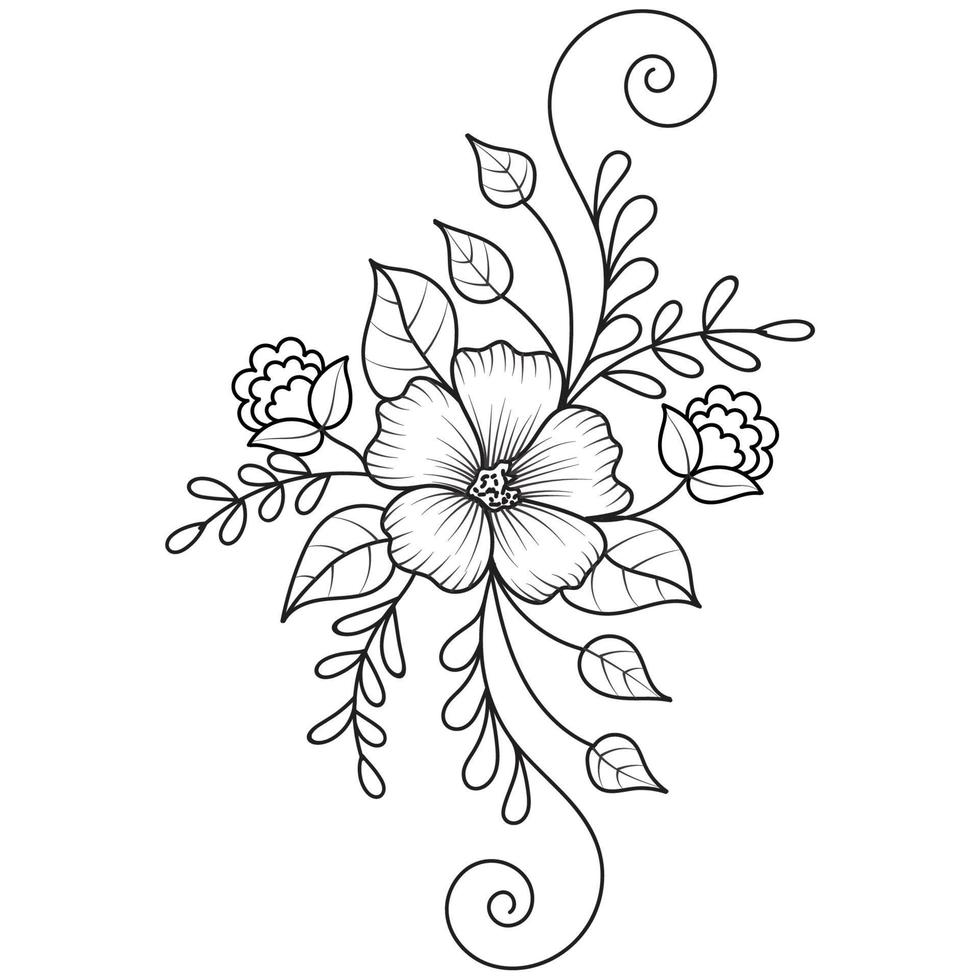 Set of differents flower line on white background. Flowers drawing with line-art on white backgrounds. vector