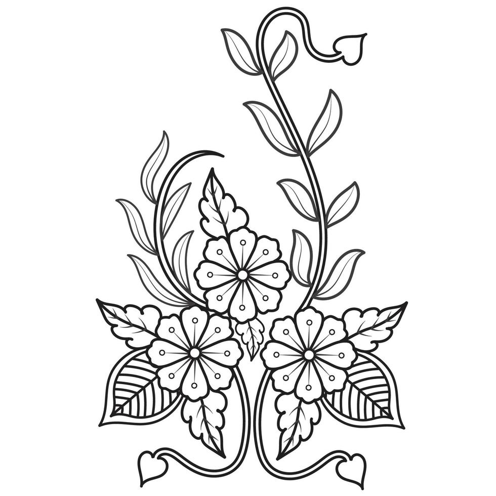 conjunto de diferentes flor línea en blanco antecedentes. flores dibujo con arte lineal en blanco antecedentes. vector