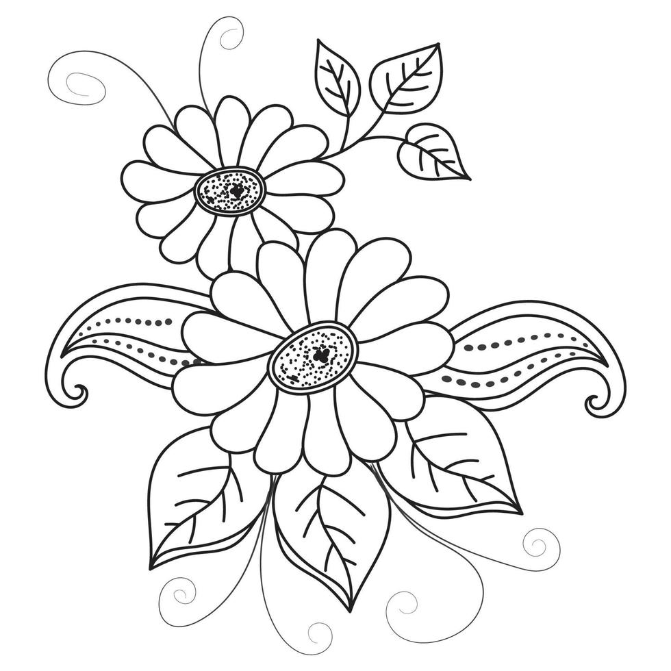 conjunto de diferentes flor línea en blanco antecedentes. flores dibujo con arte lineal en blanco antecedentes. vector