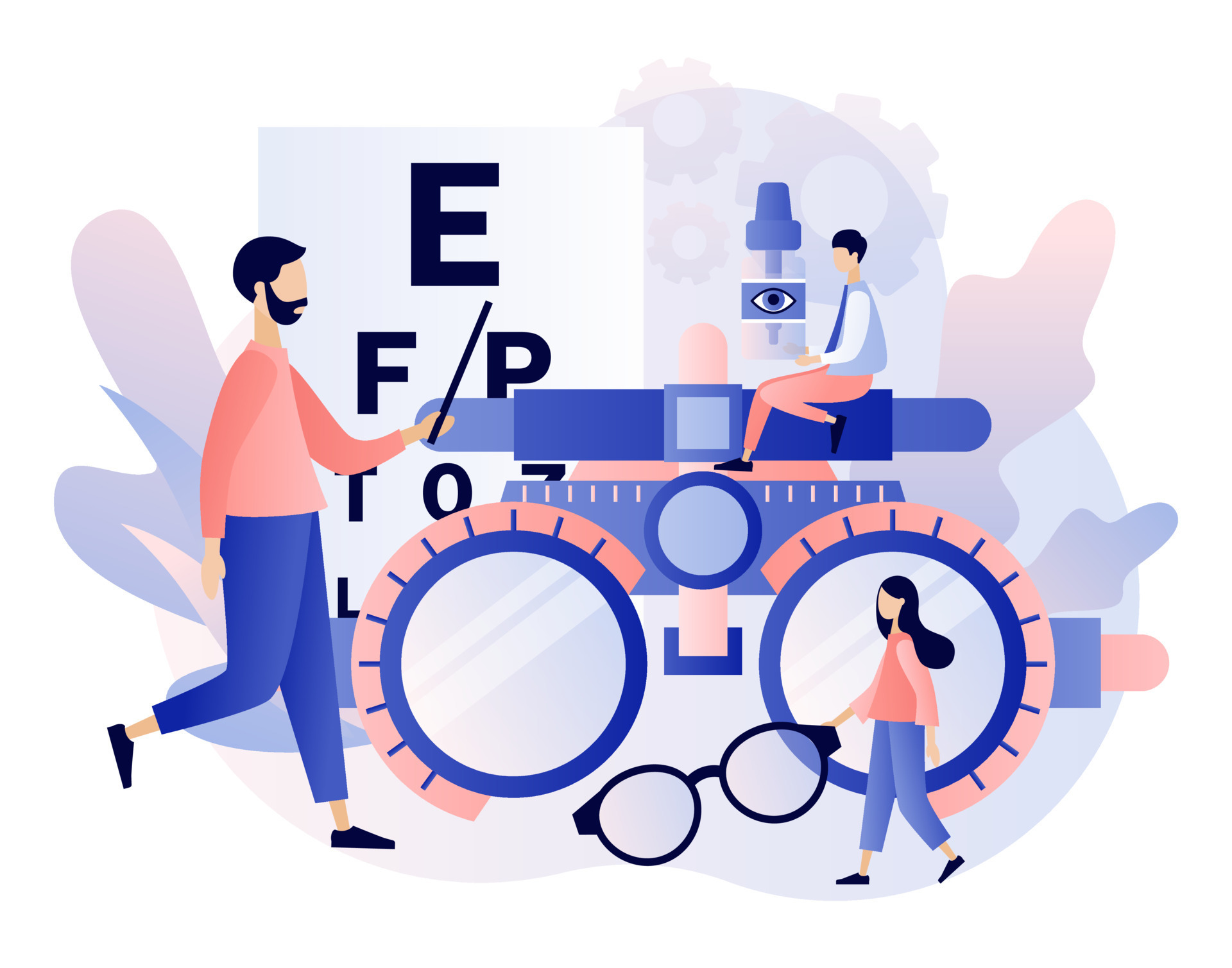 Ophthalmology concept. Eye check up. Ophthalmologist checks patient
