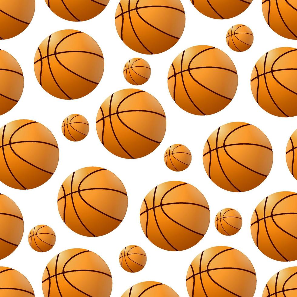 A seamless pattern of basketball balls with the words basketball on the white background vector