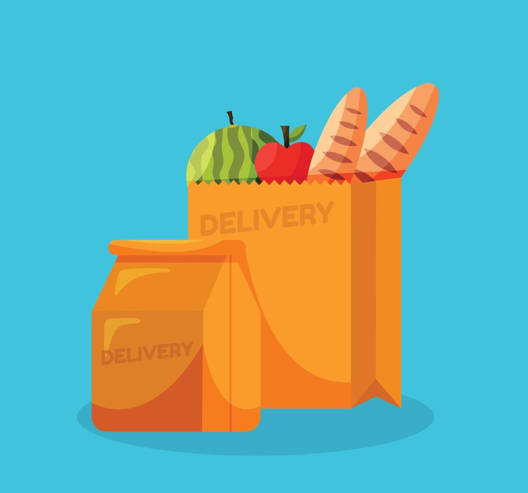 food paper bag element for delivery concept vector illustration