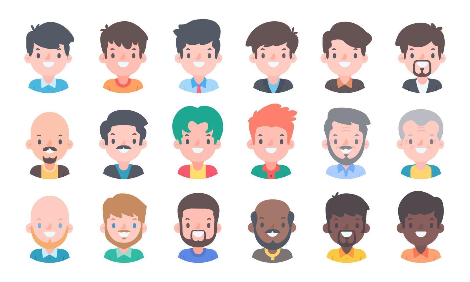 Avatar with a young face pictures of men of various nationalities vector