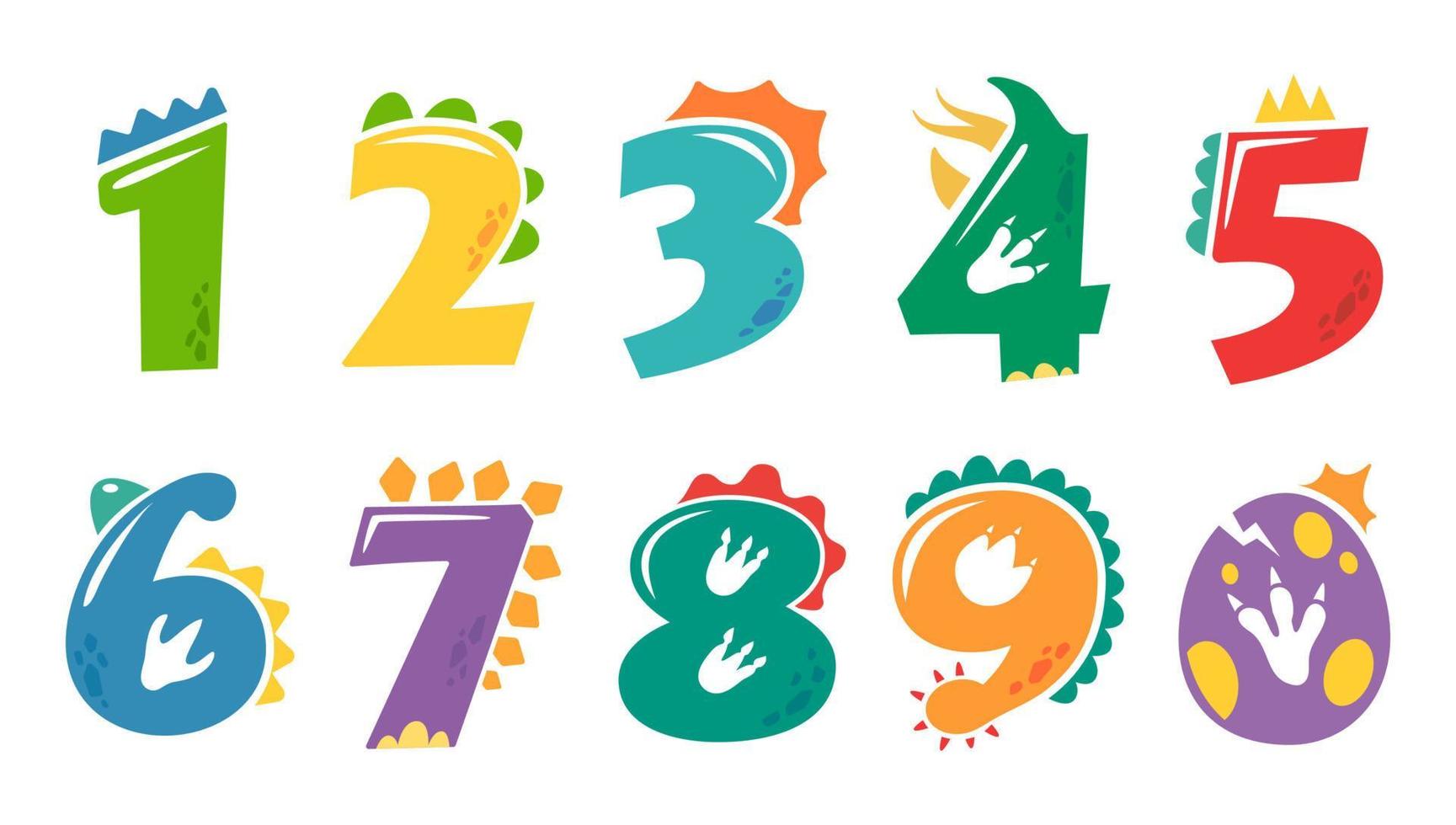 dinosaur number design birthday party for kids vector
