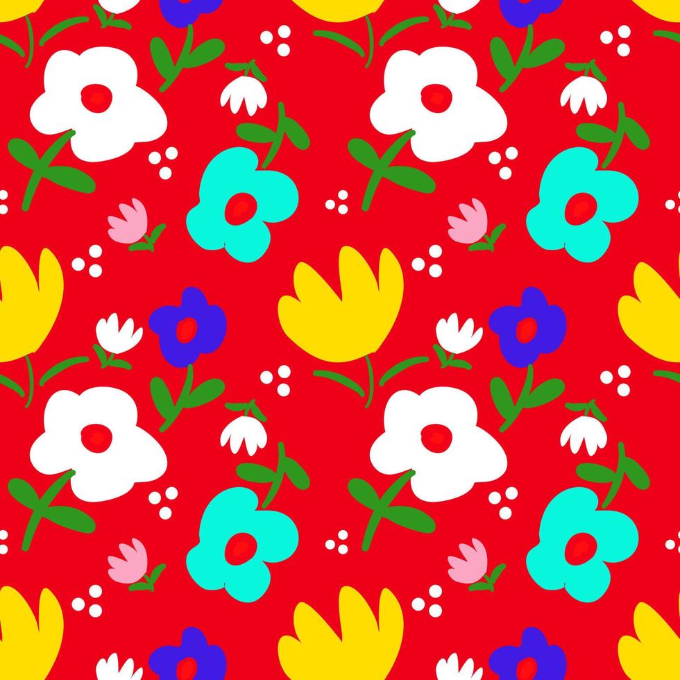 Simple shape floral seamless pattern background. vector